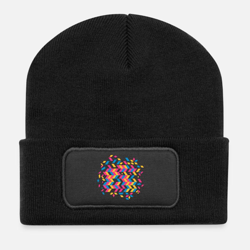 Un motif à chevrons - Beanie recyclé à patch - noir