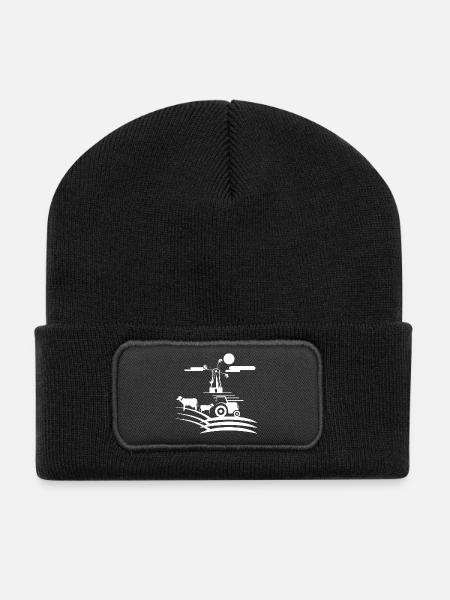 Farmer Farm Farm Icône de l’agriculteur Icône graphique - Beanie recyclé à patch - noir