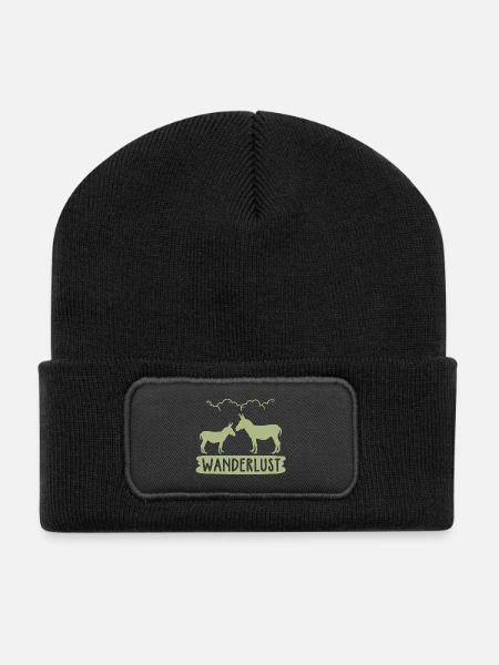 Wanderlust Donkey Journey - Recycled Patch Beanie - black