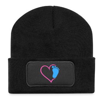Empreinte de bébé - Beanie recyclé à patch - noir - Devant