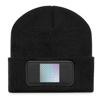 Motif d’écailles de poisson aquarelle - Beanie recyclé à patch - noir - Devant
