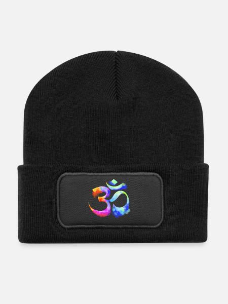 Om arcenciel Aquarell - Recycelte Patch Beanie - Schwarz
