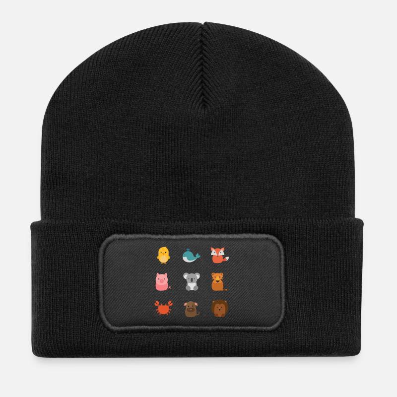 Natur - Recycelte Patch Beanie - Schwarz