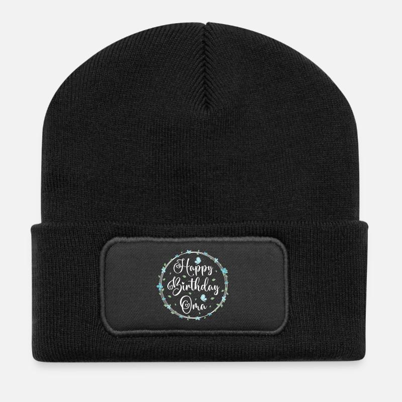 Happy Birthday Oma Geburtstag Geschenk - Recycelte Patch Beanie - Schwarz