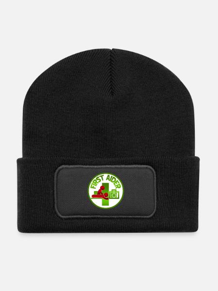 CPR-Abzeichen für Ersthelfer - Recycelte Patch Beanie - Schwarz