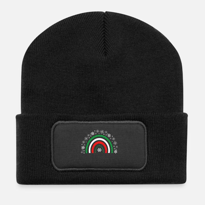 Weihnachts-Regenbogenglitzer zum Anpassen - Recycelte Patch Beanie - Schwarz