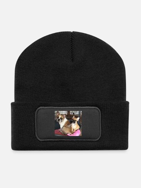 Hundeelterns Herzblatt Motiv - Recycelte Patch Beanie - Schwarz