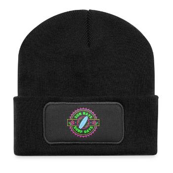 Surf Retro Surfer Conception graphique - Beanie recyclé à patch - noir - Devant