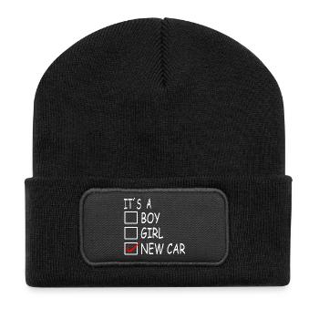 Neues Auto - Recycelte Patch Beanie - Schwarz - Vorne