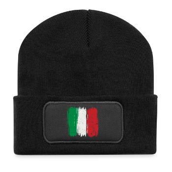 Italienische Flagge Pinselstrich - Recycelte Patch Beanie - Schwarz - Vorne