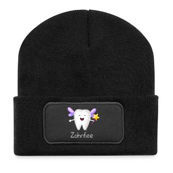 Zahnfee - Recycelte Patch Beanie - Schwarz - Vorne