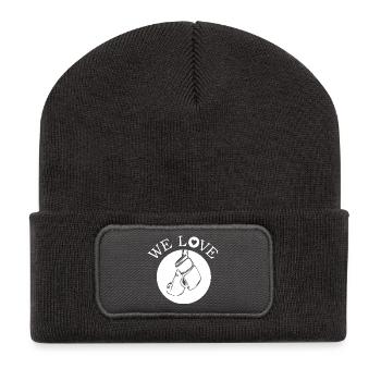 we love Symbol boxing Boxer Liebe Fan Kampfsport - Recycelte Patch Beanie - Dunkelgrau - Vorne
