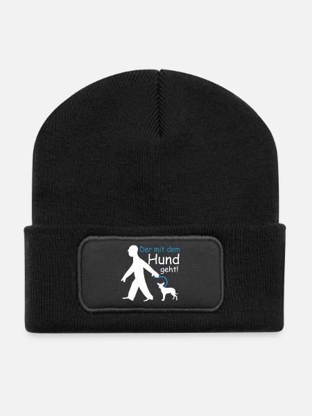 Der mit dem Hund geht - Recycelte Patch Beanie - Schwarz