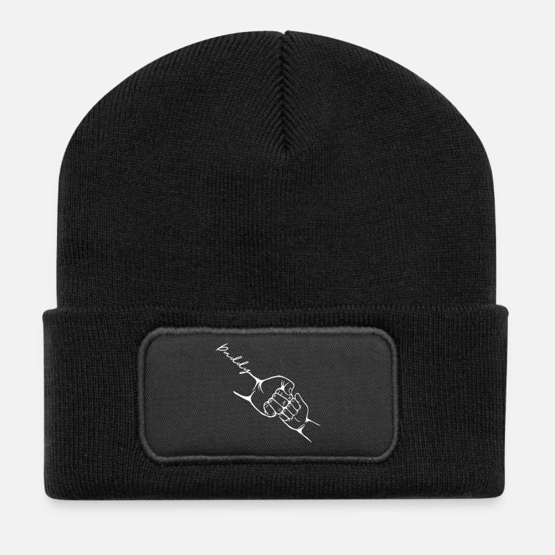 Papa Kind Faust Bump-Vater Sohn Matching - Recycelte Patch Beanie - Schwarz