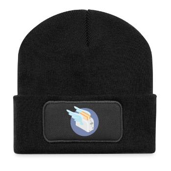 Fliegender Toaster - Recycelte Patch Beanie - Schwarz - Vorne