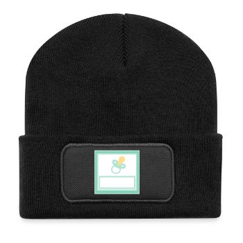 Baby Vorlage personalisieren selbst gestalten - Recycelte Patch Beanie - Schwarz - Vorne