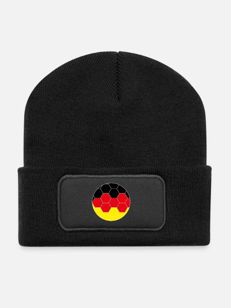 Deutschland Fußball Hexagon - Recycelte Patch Beanie - Schwarz