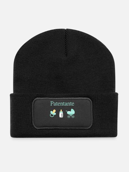 Patentante Taufe Geburt Junge - Recycelte Patch Beanie - Schwarz