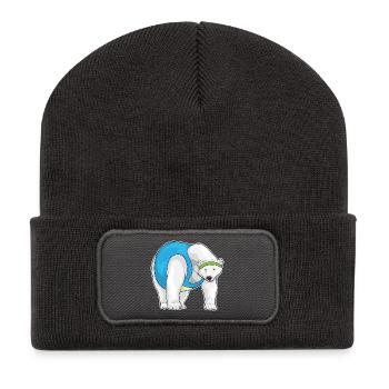 Eisbär Jogger Joggen Sport - Recycelte Patch Beanie - Dunkelgrau - Vorne
