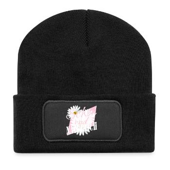 Schön und natürlich Margeriten Blumen rosa - Recycelte Patch Beanie - Schwarz - Vorne