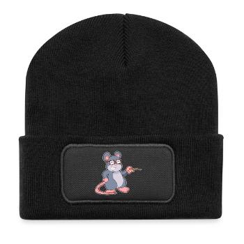 École de pointage des enseignants de souris - Beanie recyclé à patch - noir - Devant