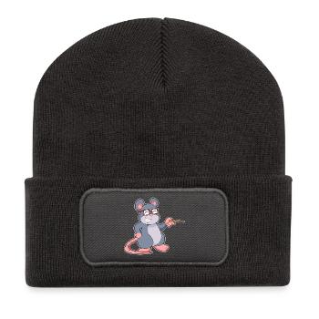 École de pointage des enseignants de souris - Beanie recyclé à patch - charbon - Devant