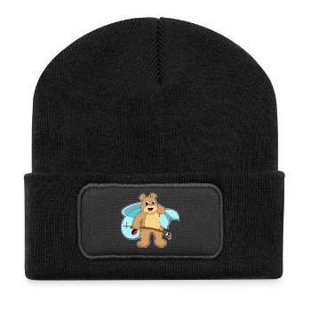 Pêche au poisson Bear Angler - Beanie recyclé à patch - noir - Devant