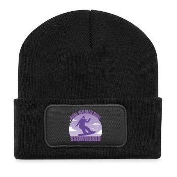 Snowboard Snowboarderin Mädchen Skiurlaub Geschenk - Recycelte Patch Beanie - Schwarz - Vorne