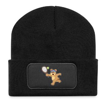 Bear Tennis Racket Sport - Recycled Patch Beanie - black - Front