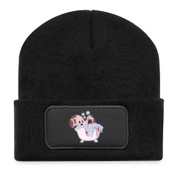 Krake Baden Badewanne - Recycelte Patch Beanie - Schwarz - Vorne