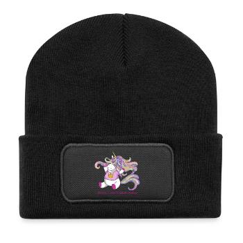 Einhorn - Recycelte Patch Beanie - Schwarz - Vorne