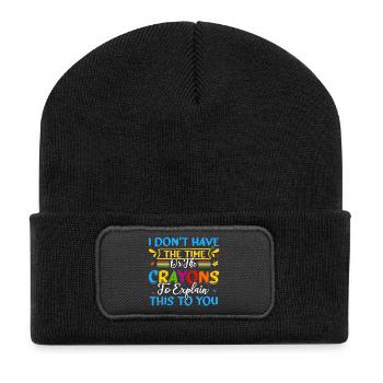 Ich habe weder die Zeit noch die Buntstifte - Recycelte Patch Beanie - Schwarz - Vorne