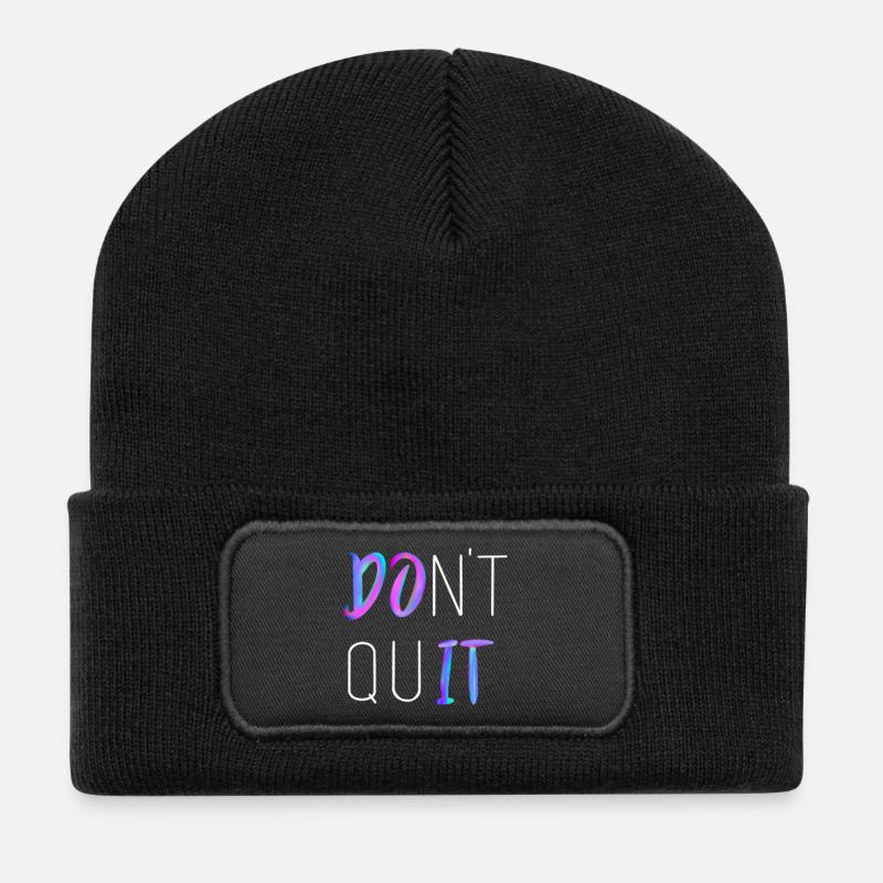 Don't Quit - Recycelte Patch Beanie - Schwarz