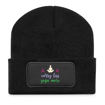 Inquiétez-vous moins Yoga Plus - Beanie recyclé à patch - noir - Devant