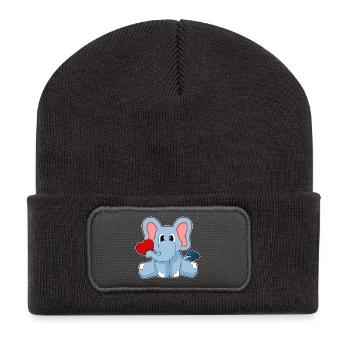 Elefant Herz - Recycelte Patch Beanie - Dunkelgrau - Vorne