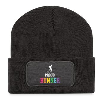 Stolze LGBT-Läuferin - Recycelte Patch Beanie - Dunkelgrau - Vorne
