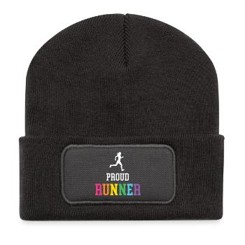 Stolze LGBT-Läuferin - Recycelte Patch Beanie - Dunkelgrau - Vorne
