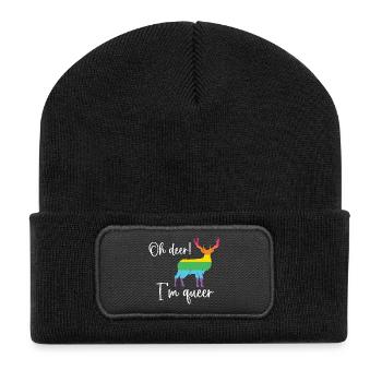 Mois de la fierté LGBTQ - Oh cerf je suis queer! - Beanie recyclé à patch - noir - Devant