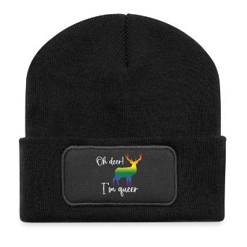 Pride Month LGBTQ - Oh Deer I'm Queer! - Recycled Patch Beanie - black - Front
