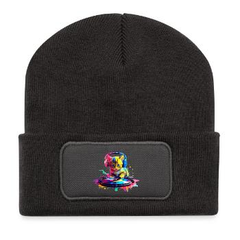 DJ Kitty – Rainbow - Recycled Patch Beanie - dark grey - Front
