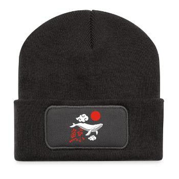 White whale and red sun - Recycled Patch Beanie - dark grey - Front