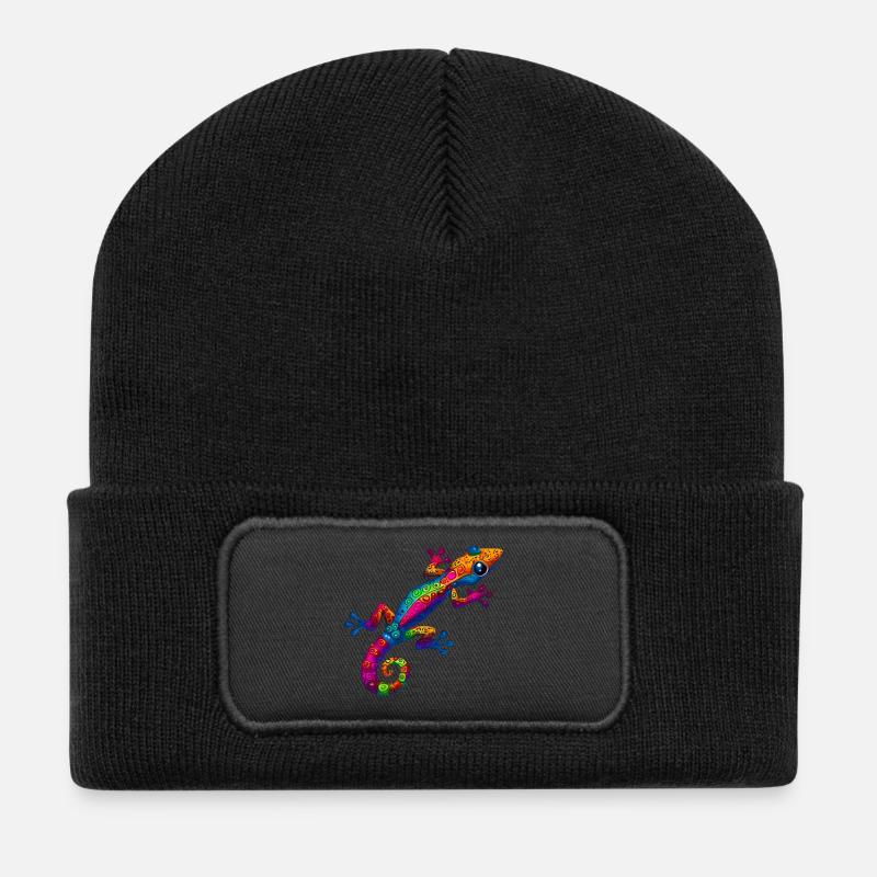 Gecko - Recycelte Patch Beanie - Schwarz