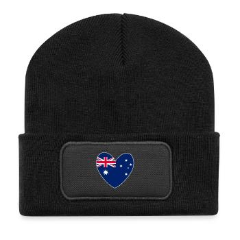 Das Herz Australiens - Recycelte Patch Beanie - Schwarz - Vorne