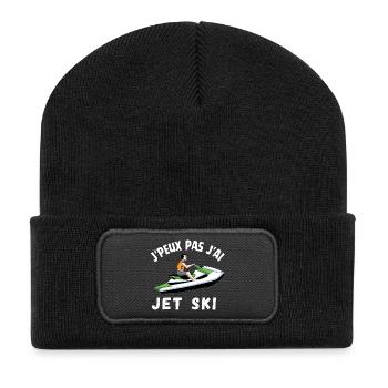 Je peux pas j ai jet ski cadeau humoristique drôle - Beanie recyclé à patch - noir - Devant