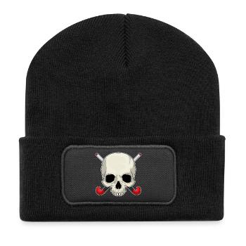 Croûte de hockey sur gazon en forme de crâne - Beanie recyclé à patch - noir - Devant