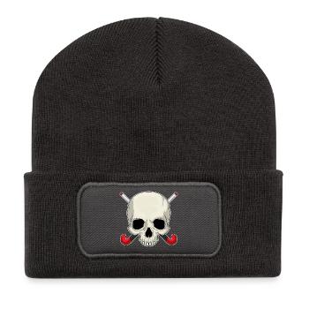 Croûte de hockey sur gazon en forme de crâne - Beanie recyclé à patch - charbon - Devant