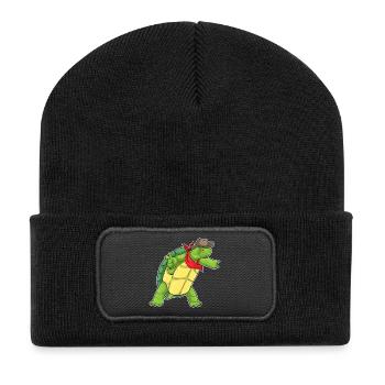 Tortue Cowboy Chapeau de Cowboy - Beanie recyclé à patch - noir - Devant