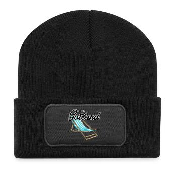 This is Gotland Beach Chair - Recycled Patch Beanie - black - Front