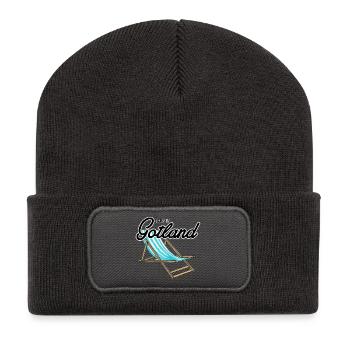 Das ist Gotland Beach Chair - Recycelte Patch Beanie - Dunkelgrau - Vorne
