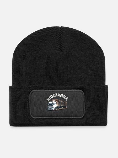 huizzahra holzzahra dialekt forst spruch lkw - Recycelte Patch Beanie - Schwarz